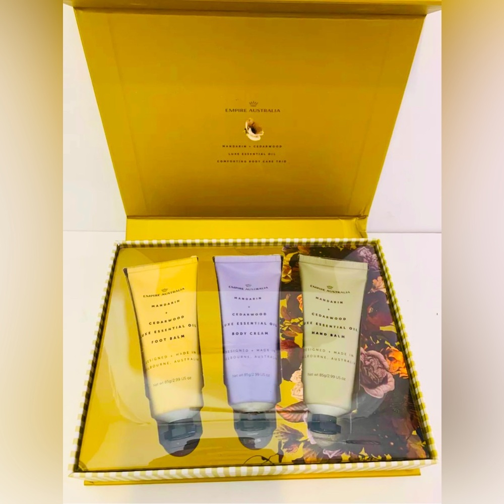 NEW Empire Australia Body 3-PC Set MANDARIN CEDARWOOD Hand Balm/Body/Foot 85g